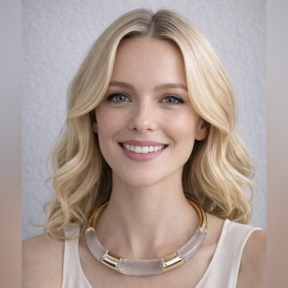 Alexis Bittar Clear Lucite & Gold-Tone Open Collar Necklace